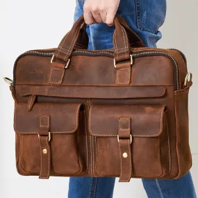 Crazy Horse Leather Briefcase Bag
