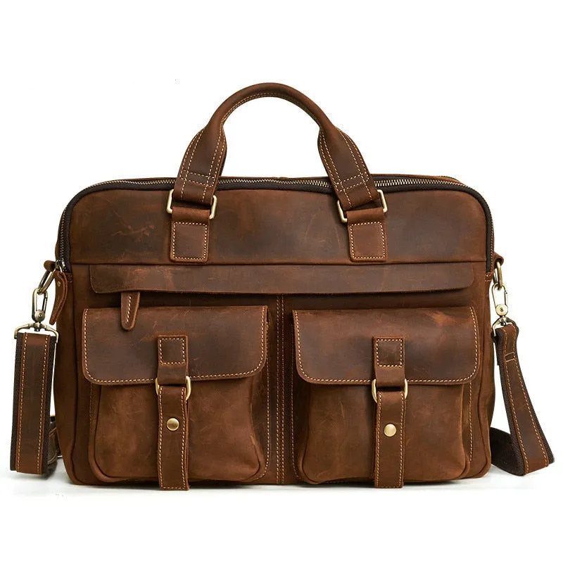 Crazy Horse Leather Briefcase Bag
