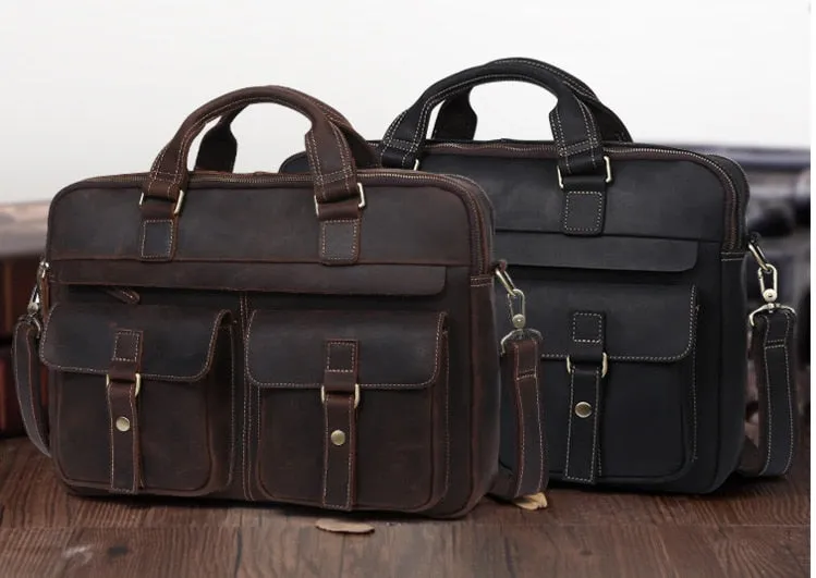 Crazy Horse Leather Briefcase Bag