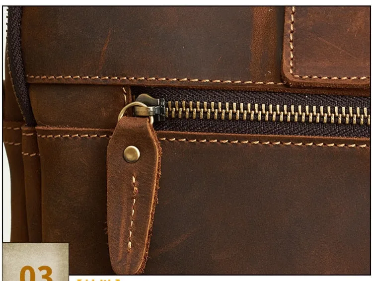 Crazy Horse Leather Briefcase Bag