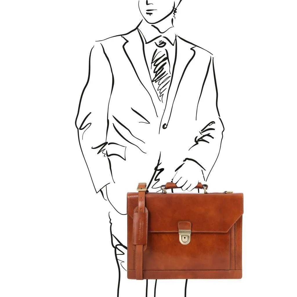 Cremona - 3 compartment leather briefcase | TL141732