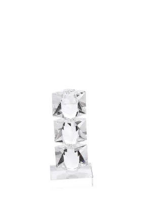 CRYSTAL SQUARES CANDLESTICK HOLDER 7.75"