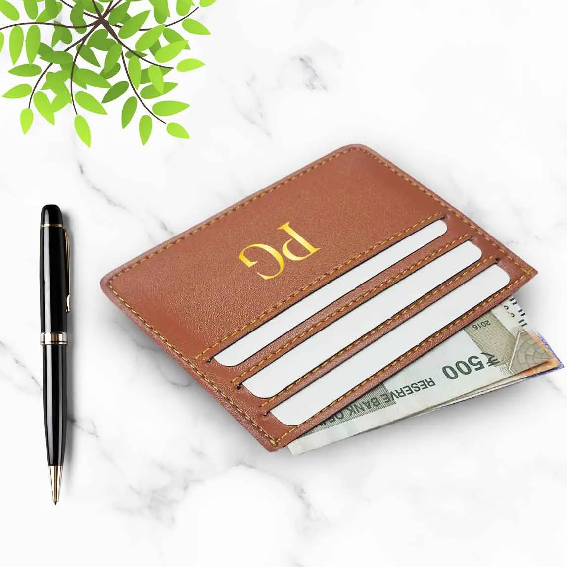 Custom Card Holder for Credit Card Women - Initials