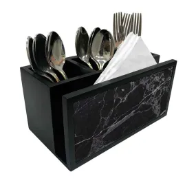 Cutlery Tissue Holder Napkin Stand -  Black Marble