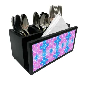 Cutlery Tissue Holder Napkin Stand -  Blue Purple Mermaid Watercolor