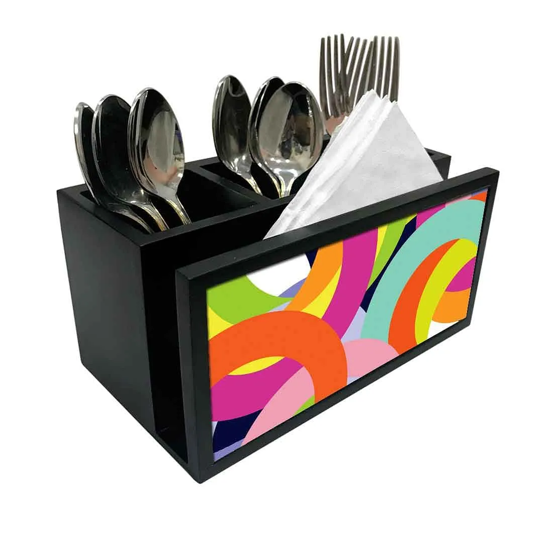 Cutlery Tissue Holder Napkin Stand -  Colorful Circle