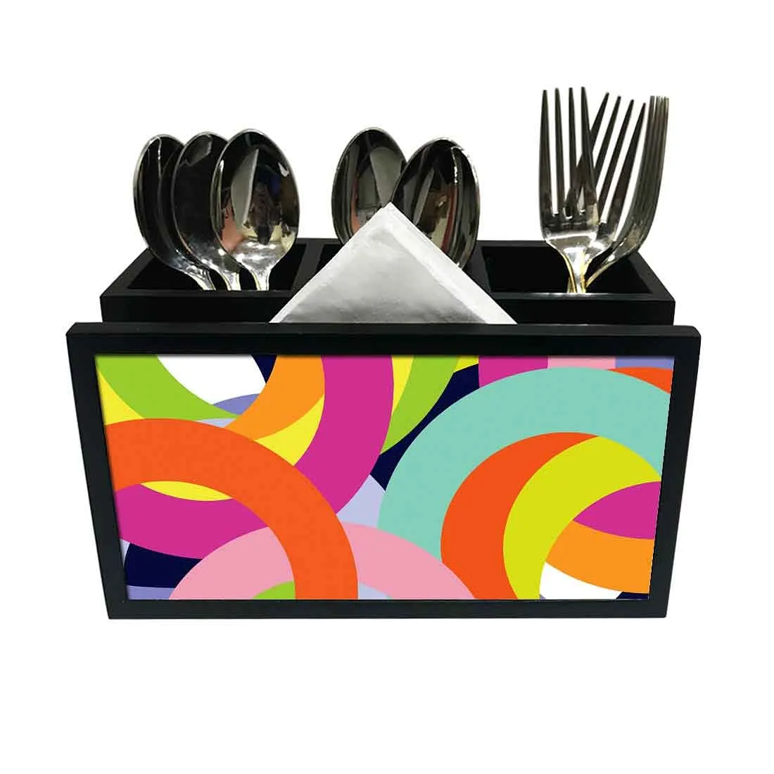 Cutlery Tissue Holder Napkin Stand -  Colorful Circle