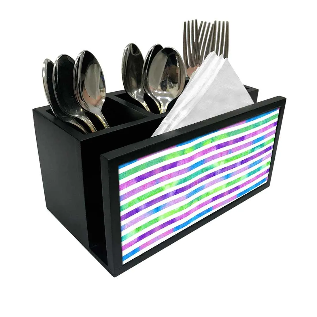 Cutlery Tissue Holder Napkin Stand -  Colorful Strips