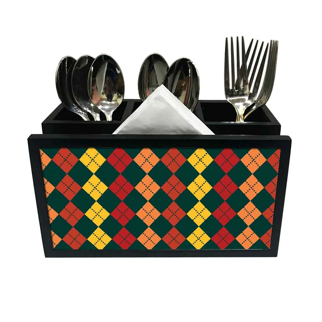 Cutlery Tissue Holder Napkin Stand -  Diamonds Pattern