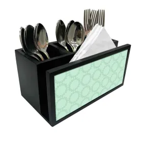 Cutlery Tissue Holder Napkin Stand -  Green Flower Pattern