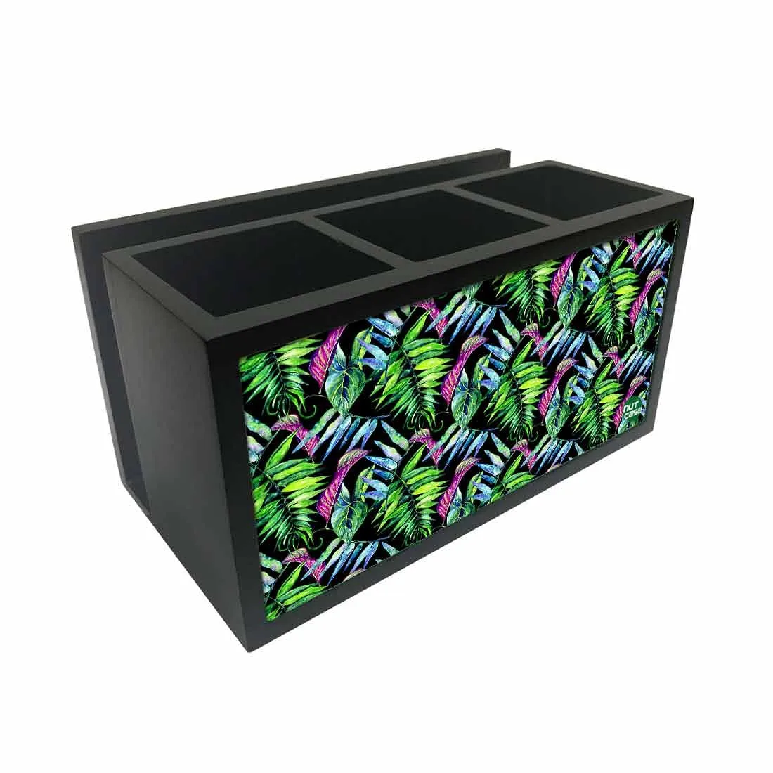 Cutlery Tissue Holder Napkin Stand -  Green Leaf Tropical