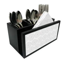 Cutlery Tissue Holder Napkin Stand -  Grey Designer Flower
