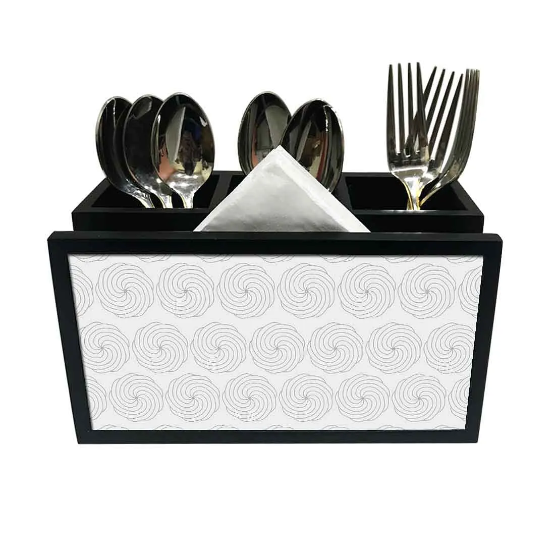 Cutlery Tissue Holder Napkin Stand -  Grey Designer Flower
