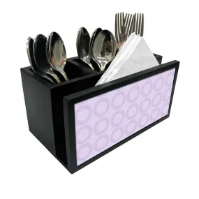 Cutlery Tissue Holder Napkin Stand -  Purple Circle Pattern