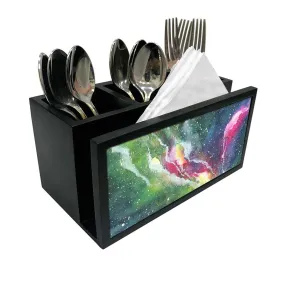 Cutlery Tissue Holder Napkin Stand -  Space Green Watercolor
