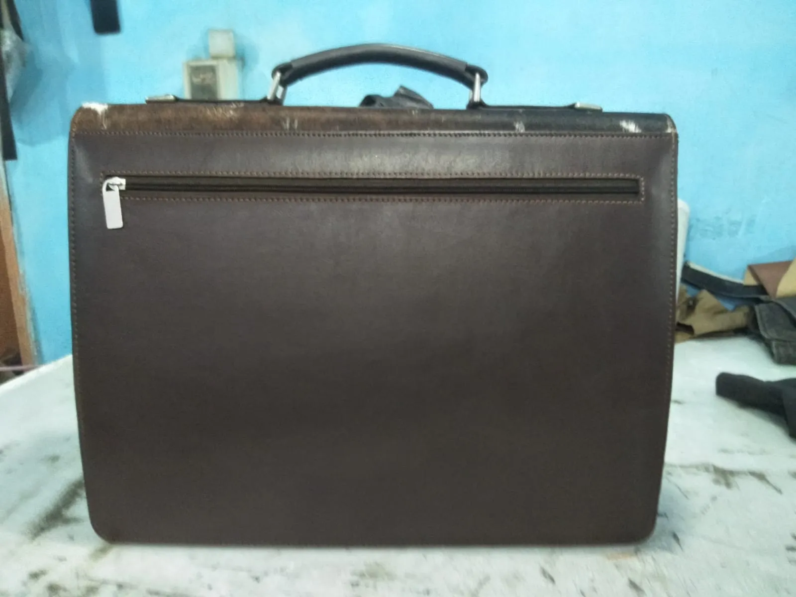 Dark Brown Black Cowhide Briefcase Bag