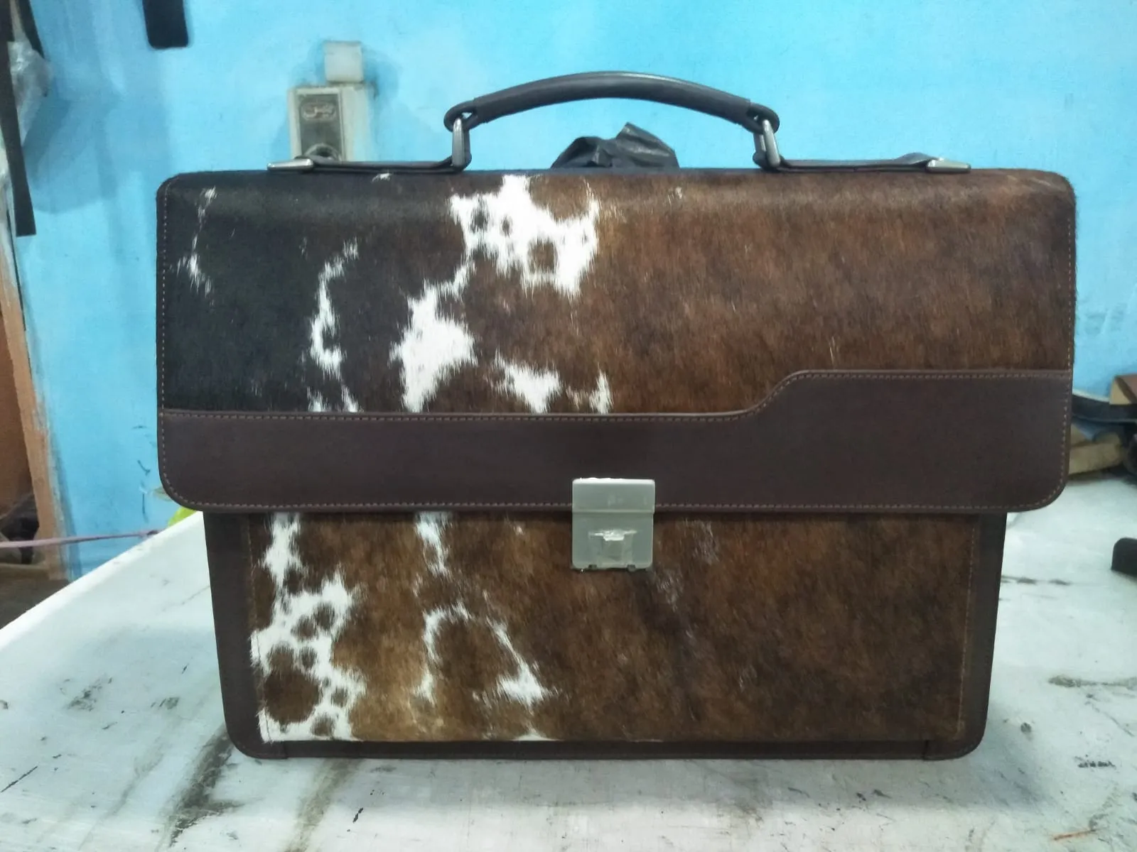 Dark Brown Black Cowhide Briefcase Bag