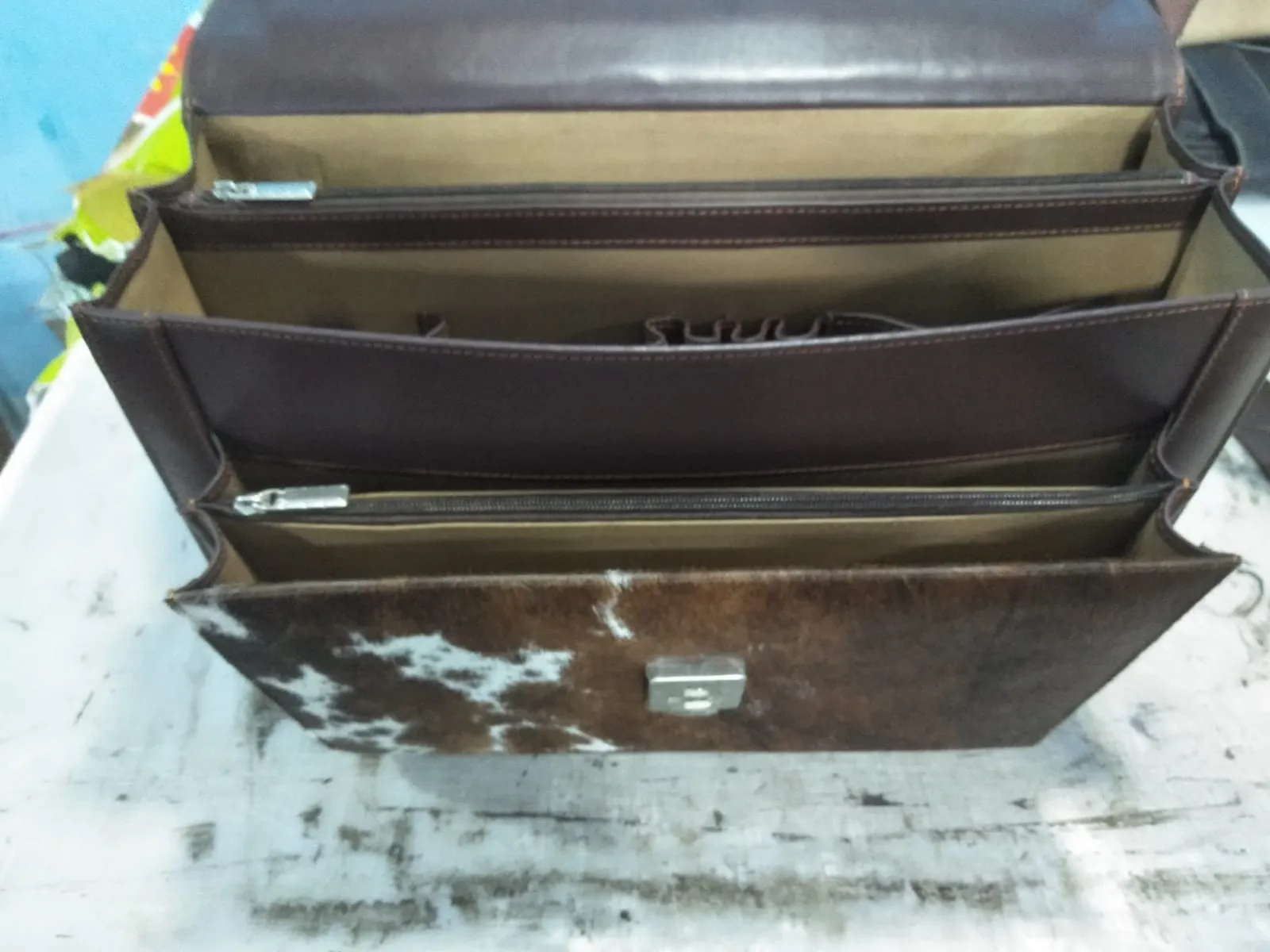 Dark Brown Black Cowhide Briefcase Bag