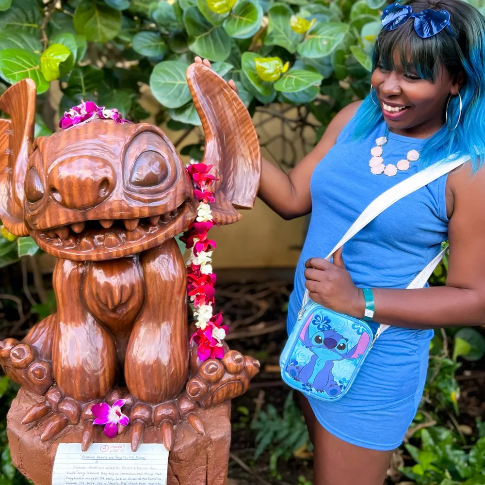 Disney Bag and Wallet Combo, Lilo and Stitch Stich Floral Blues, Vegan Leather