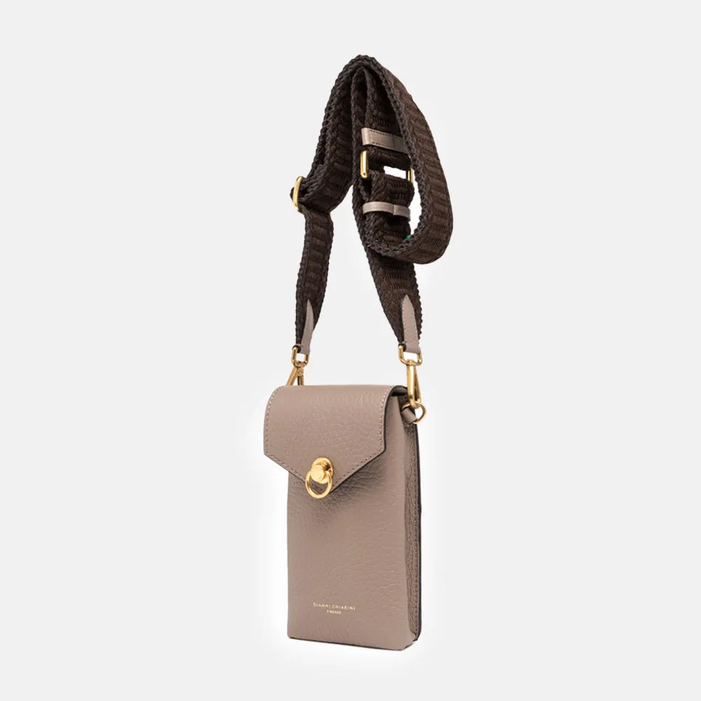 Dove Grey Leather Corallo Phone Bag