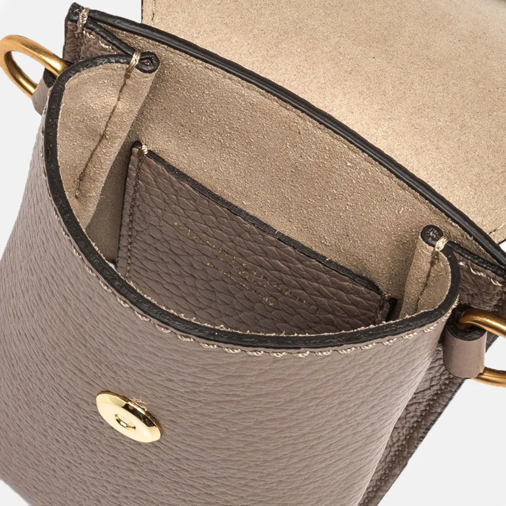 Dove Grey Leather Corallo Phone Bag