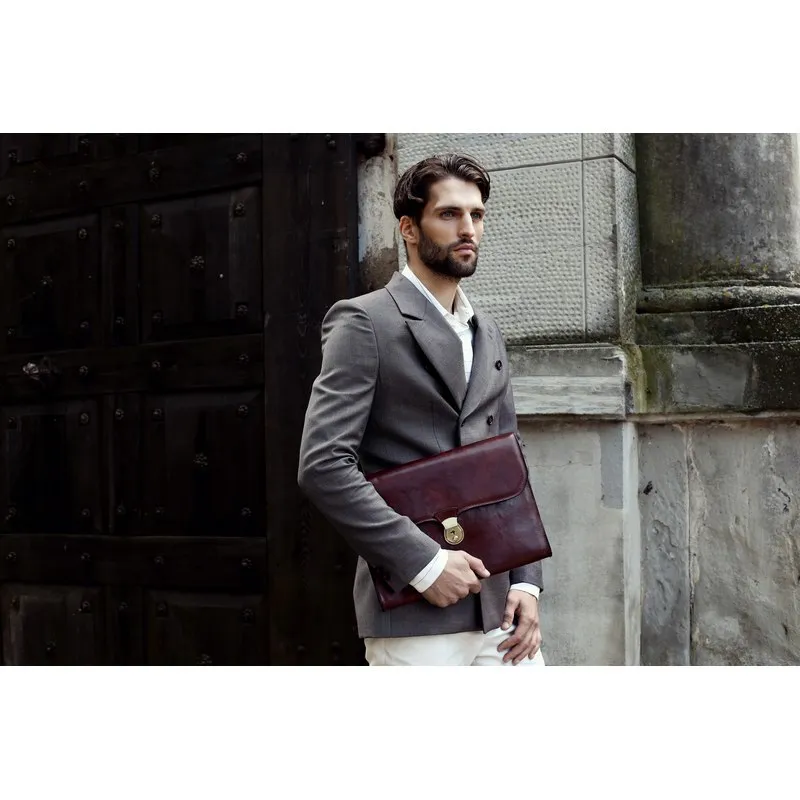 Full Grain Italian Leather Portfolio Document Holder - Age of Innocence