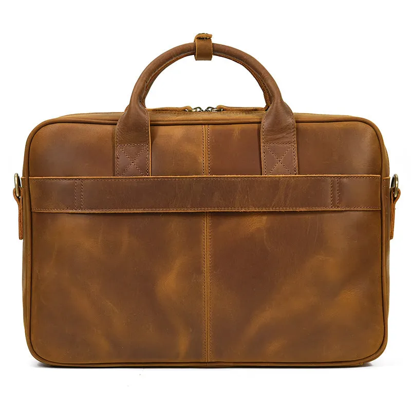 Full Grain Leather Briefcase Mens Handmade Laptop Bag