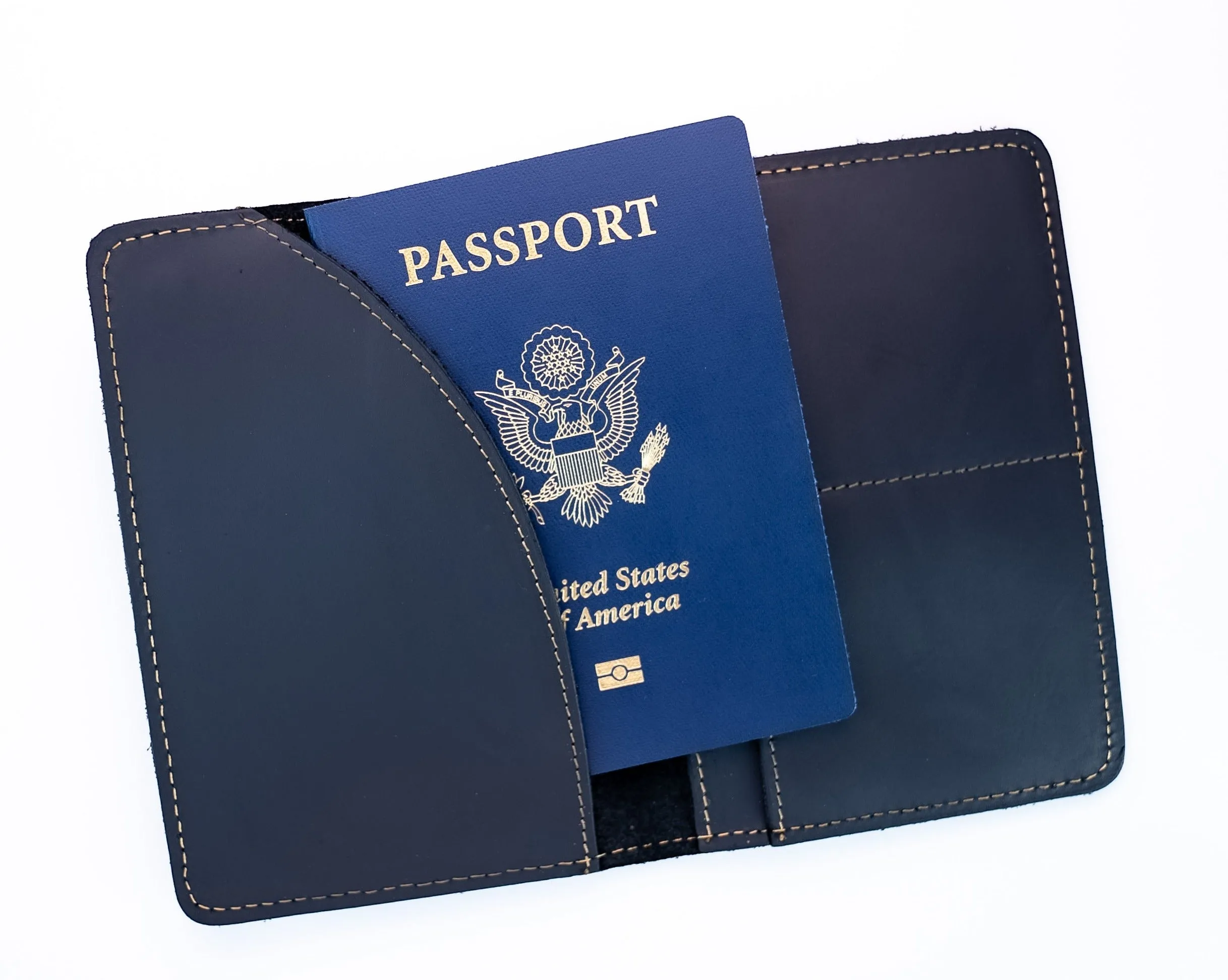 Genuine Leather Passport Holder Navy