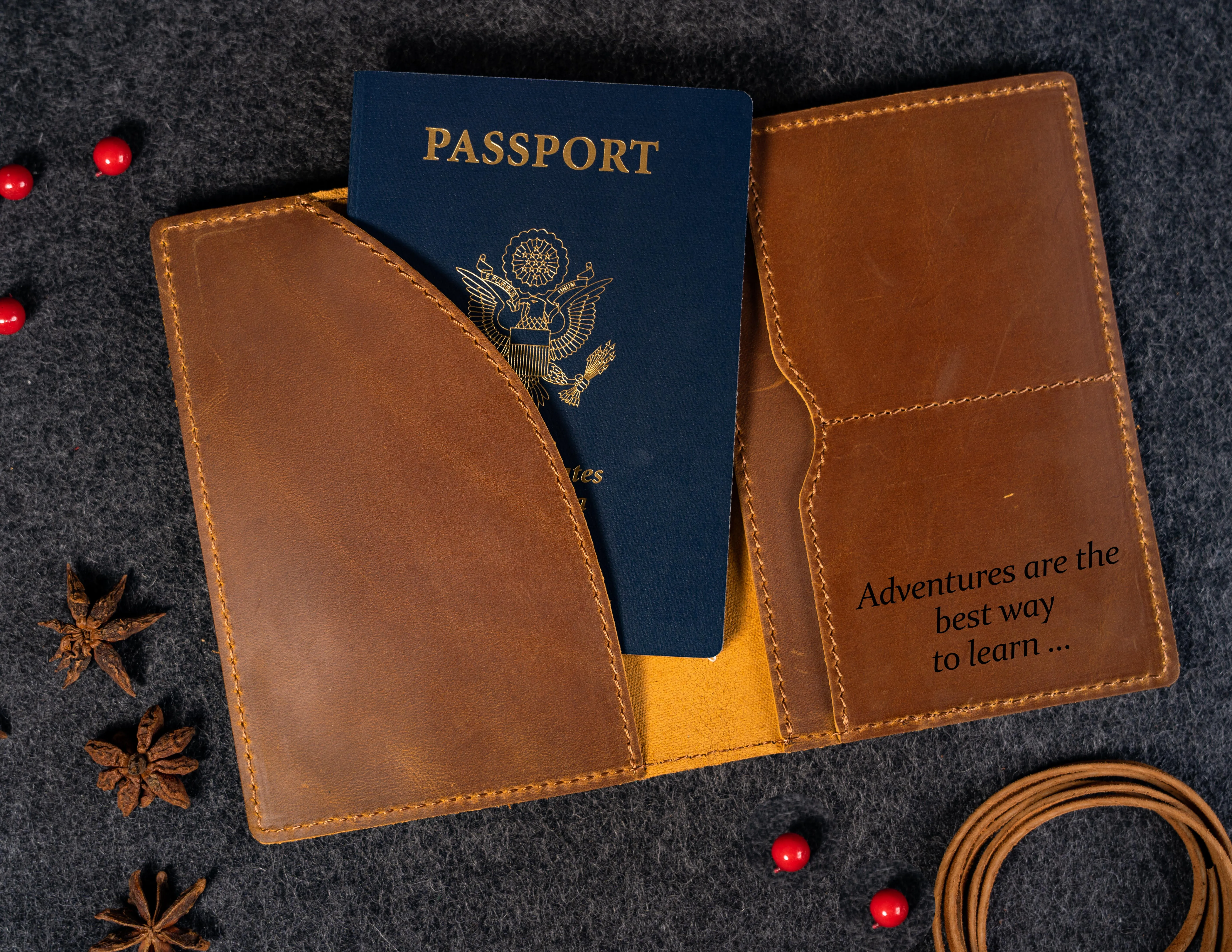 Genuine Leather Passport Holder Navy