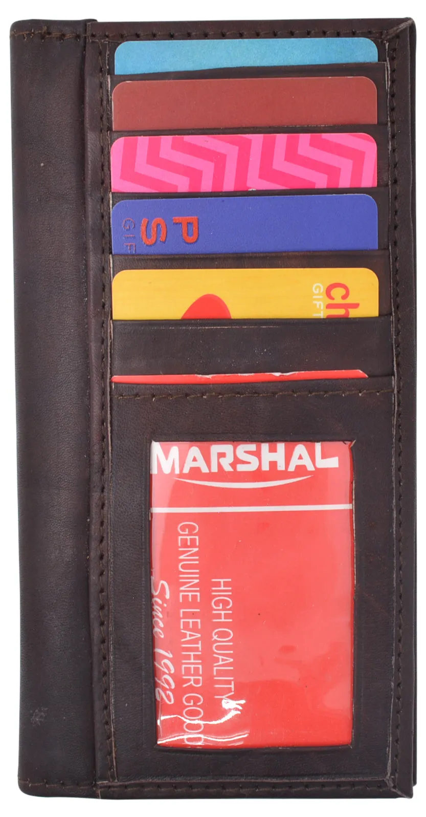 Genuine Leather Slim Bifold Checkbook Cover Credit Card ID Holder