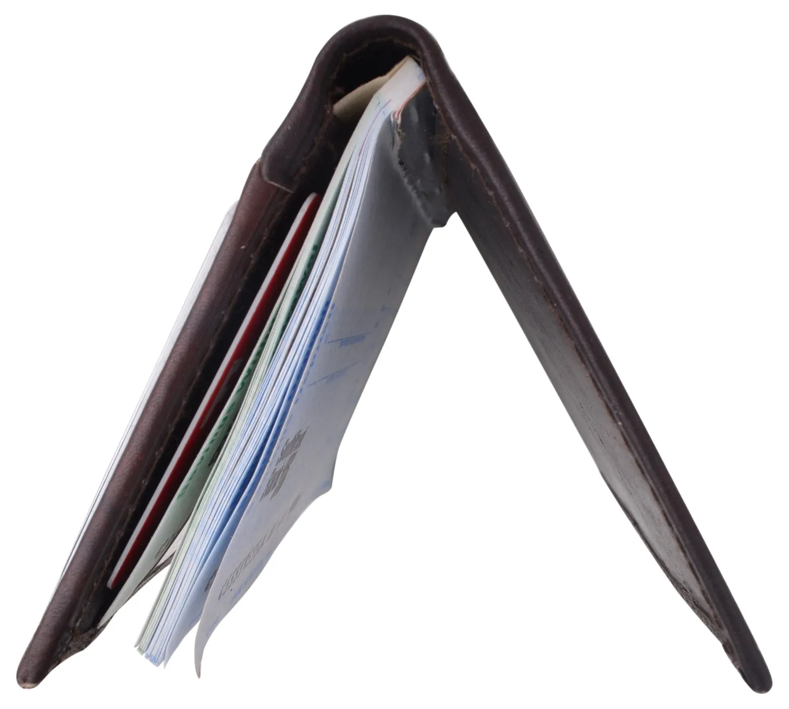 Genuine Leather Slim Bifold Checkbook Cover Credit Card ID Holder