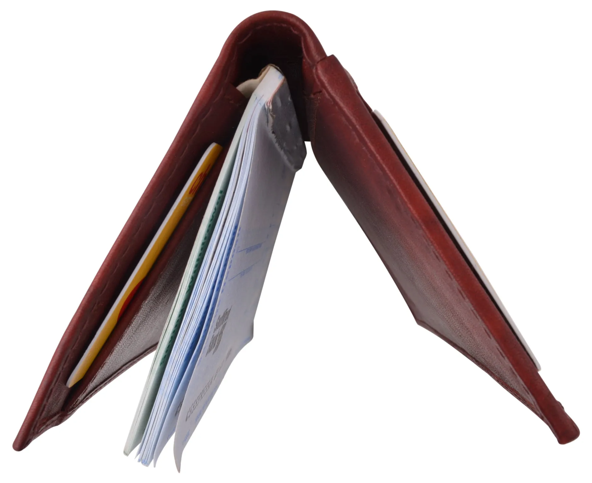 Genuine Leather Slim Bifold Checkbook Cover Credit Card ID Holder