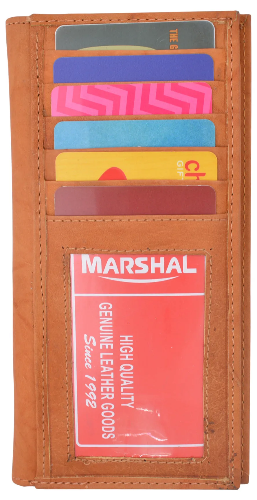 Genuine Leather Slim Bifold Checkbook Cover Credit Card ID Holder