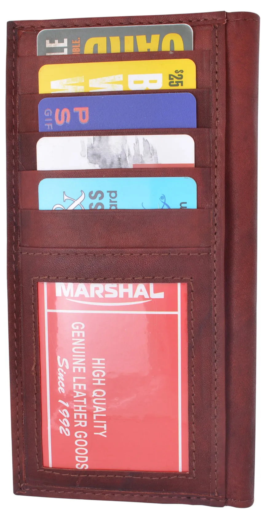 Genuine Leather Slim Bifold Checkbook Cover Credit Card ID Holder
