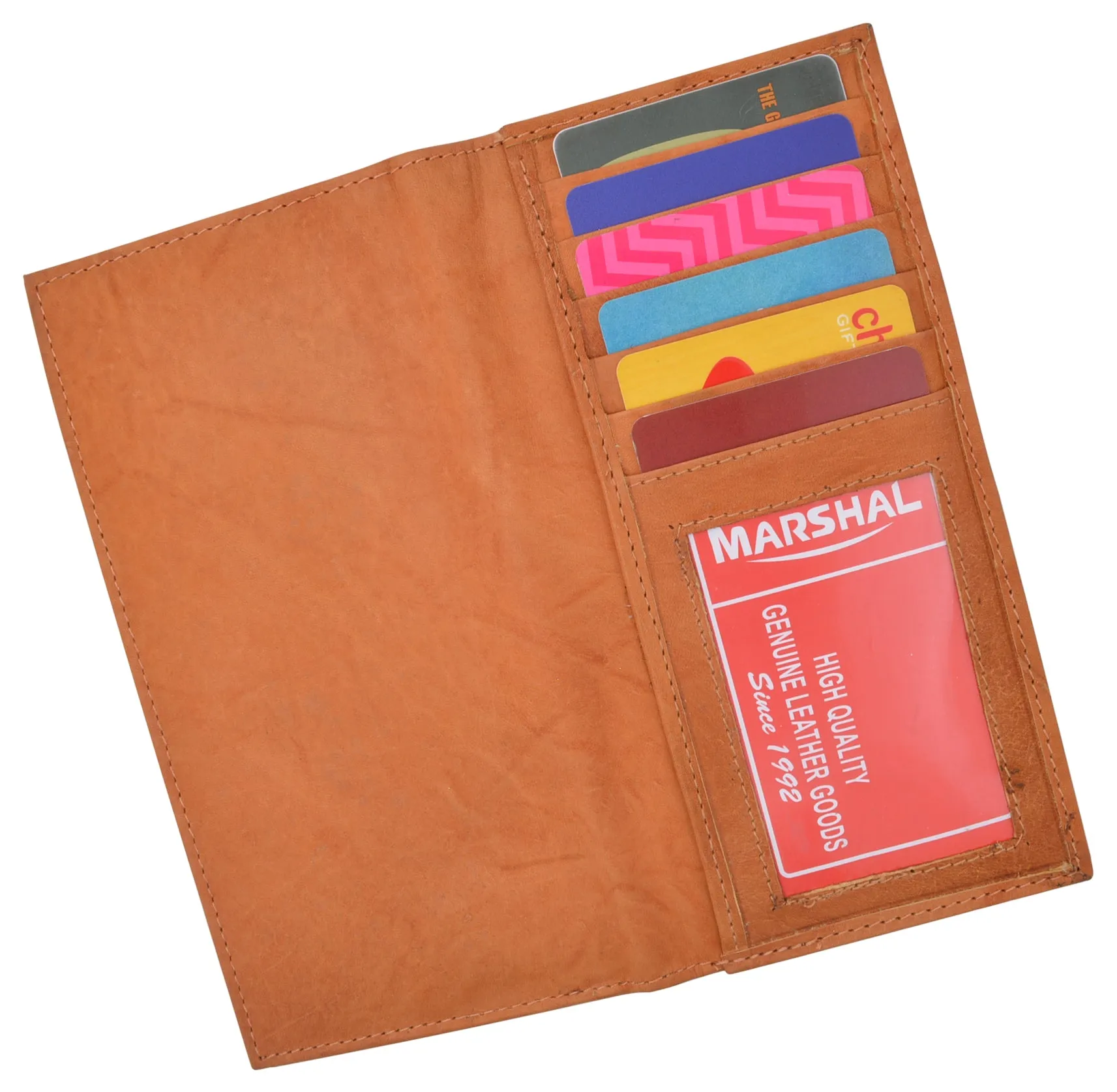 Genuine Leather Slim Bifold Checkbook Cover Credit Card ID Holder