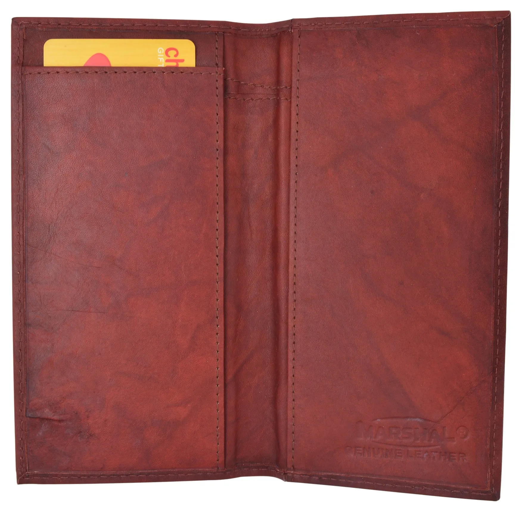 Genuine Leather Slim Bifold Checkbook Cover Credit Card ID Holder
