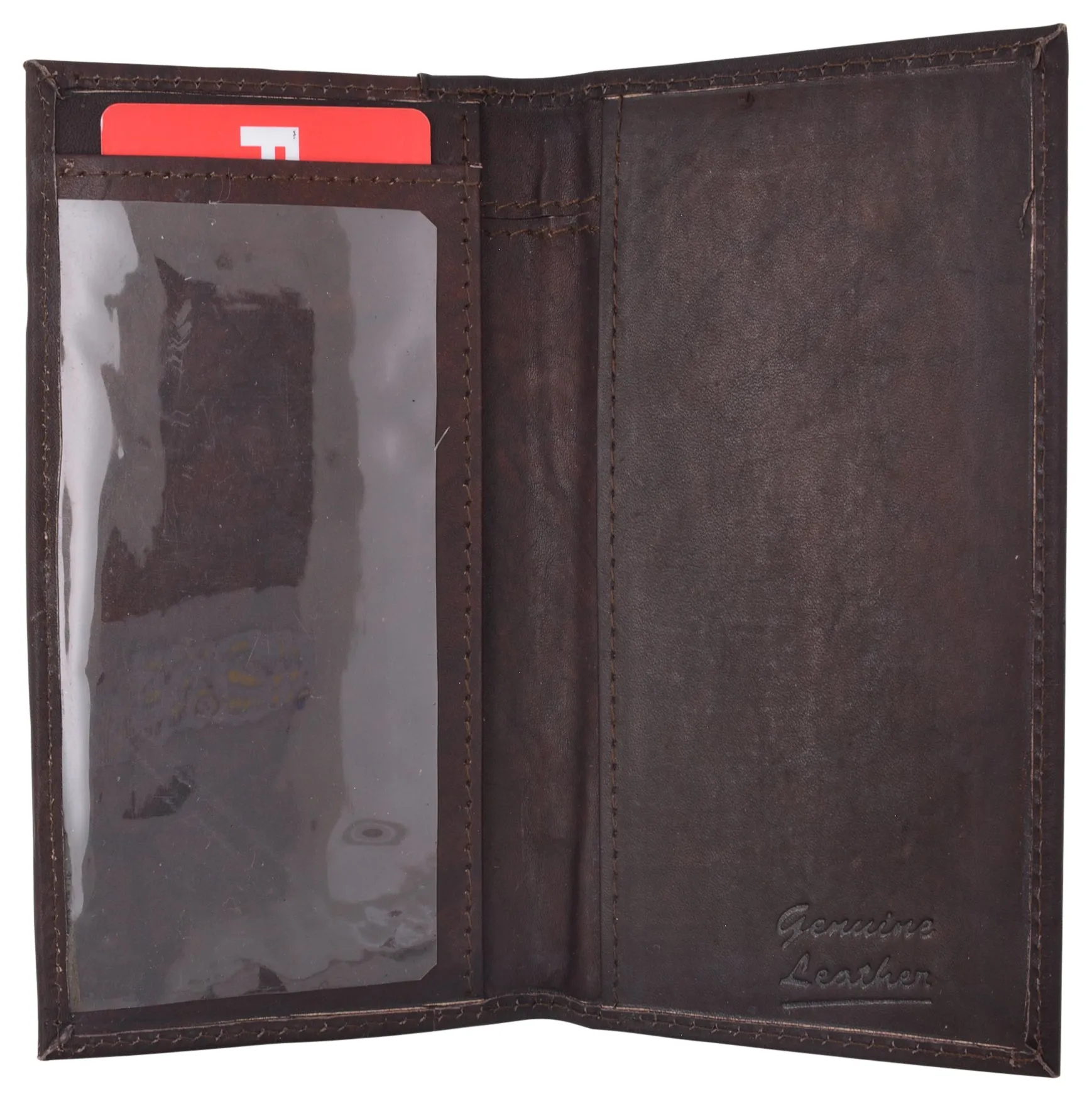Genuine Leather Slim Bifold Checkbook Cover Credit Card ID Holder