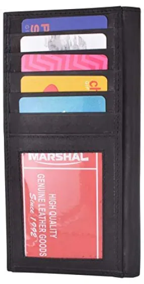 Genuine Leather Slim Bifold Checkbook Cover Credit Card ID Holder