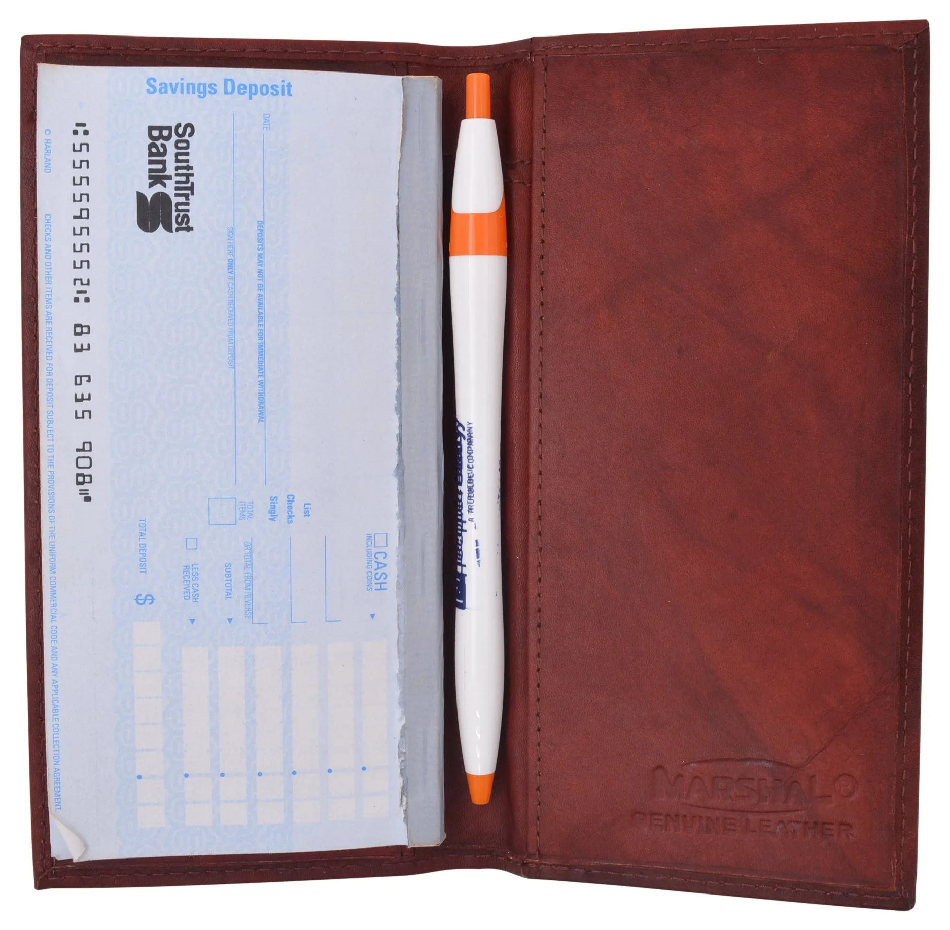 Genuine Leather Slim Bifold Checkbook Cover Credit Card ID Holder