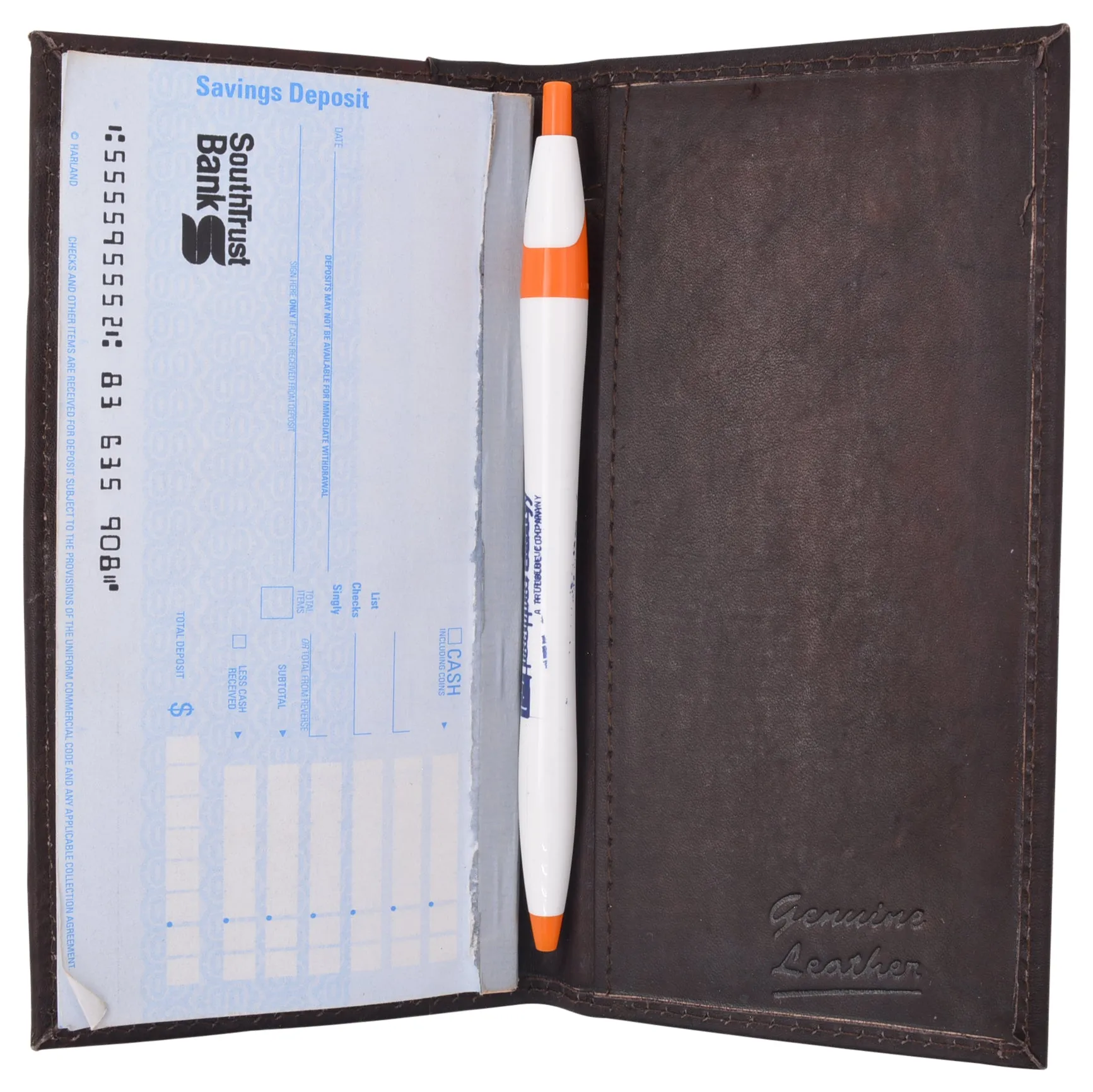 Genuine Leather Slim Bifold Checkbook Cover Credit Card ID Holder