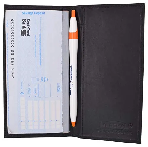 Genuine Leather Slim Bifold Checkbook Cover Credit Card ID Holder