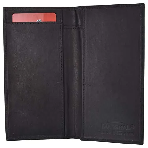 Genuine Leather Slim Bifold Checkbook Cover Credit Card ID Holder