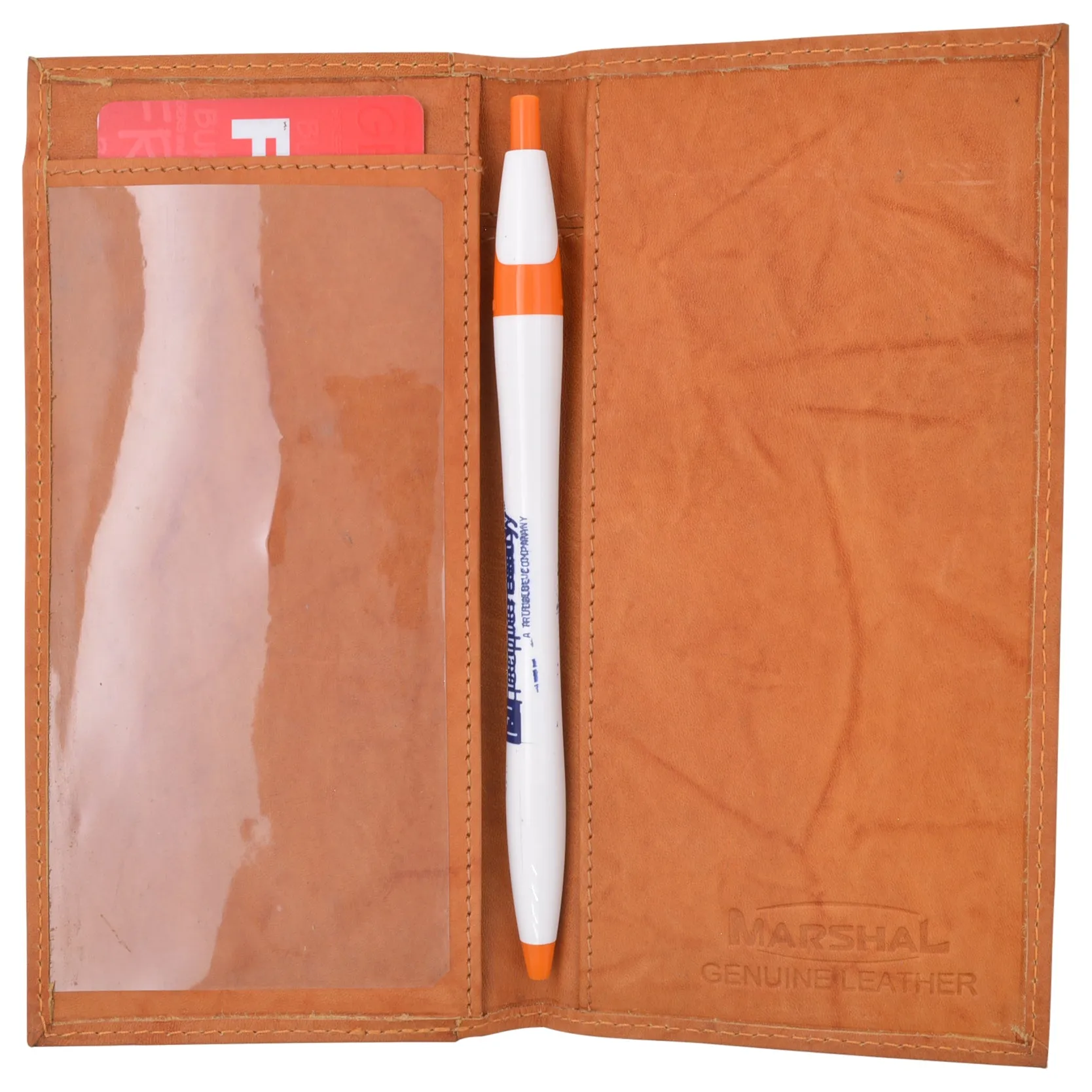 Genuine Leather Slim Bifold Checkbook Cover Credit Card ID Holder