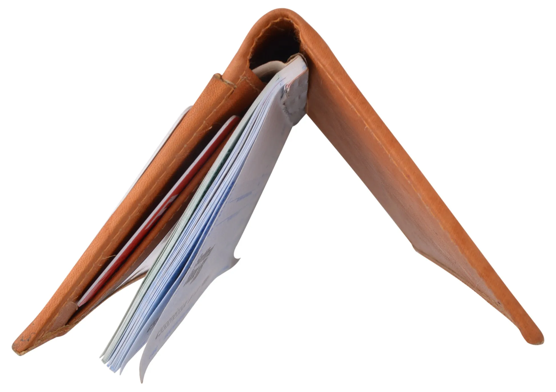 Genuine Leather Slim Bifold Checkbook Cover Credit Card ID Holder