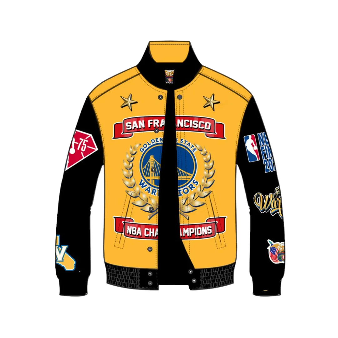 GOLDEN STATE WARRIORS 7TH CHAMPIONSHIP WOOL & LEATHER JACKET