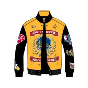 GOLDEN STATE WARRIORS 7TH CHAMPIONSHIP WOOL & LEATHER JACKET