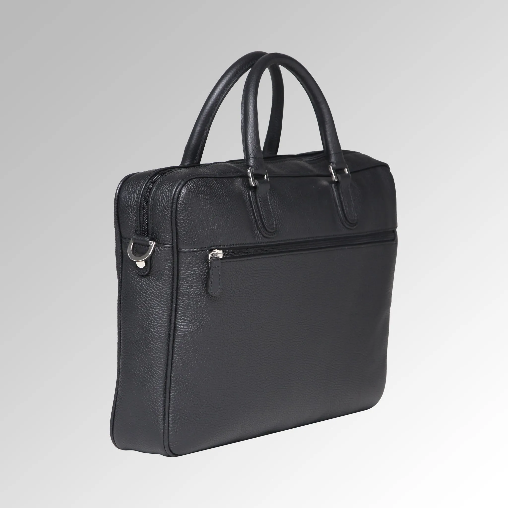 GRAIN LEATHER ZIPPER BRIEF