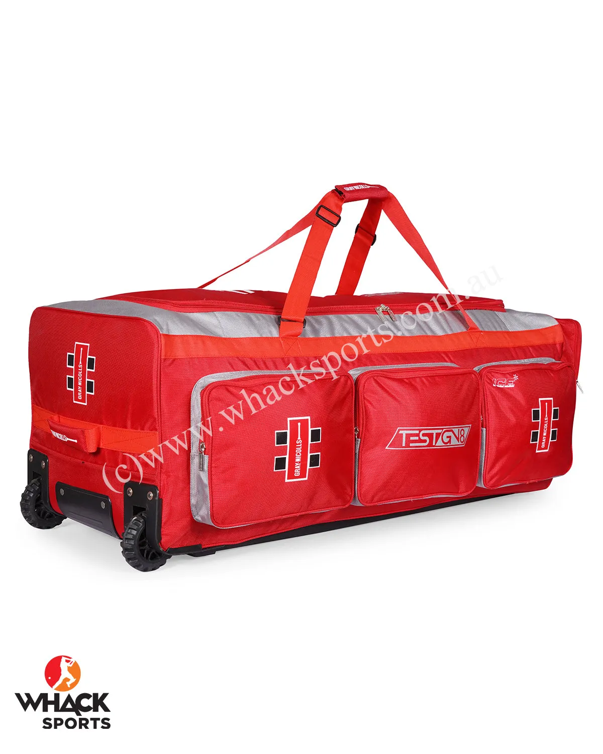 Gray Nicolls GN 8 Test Cricket Kit Bag - Wheelie - Large - Red