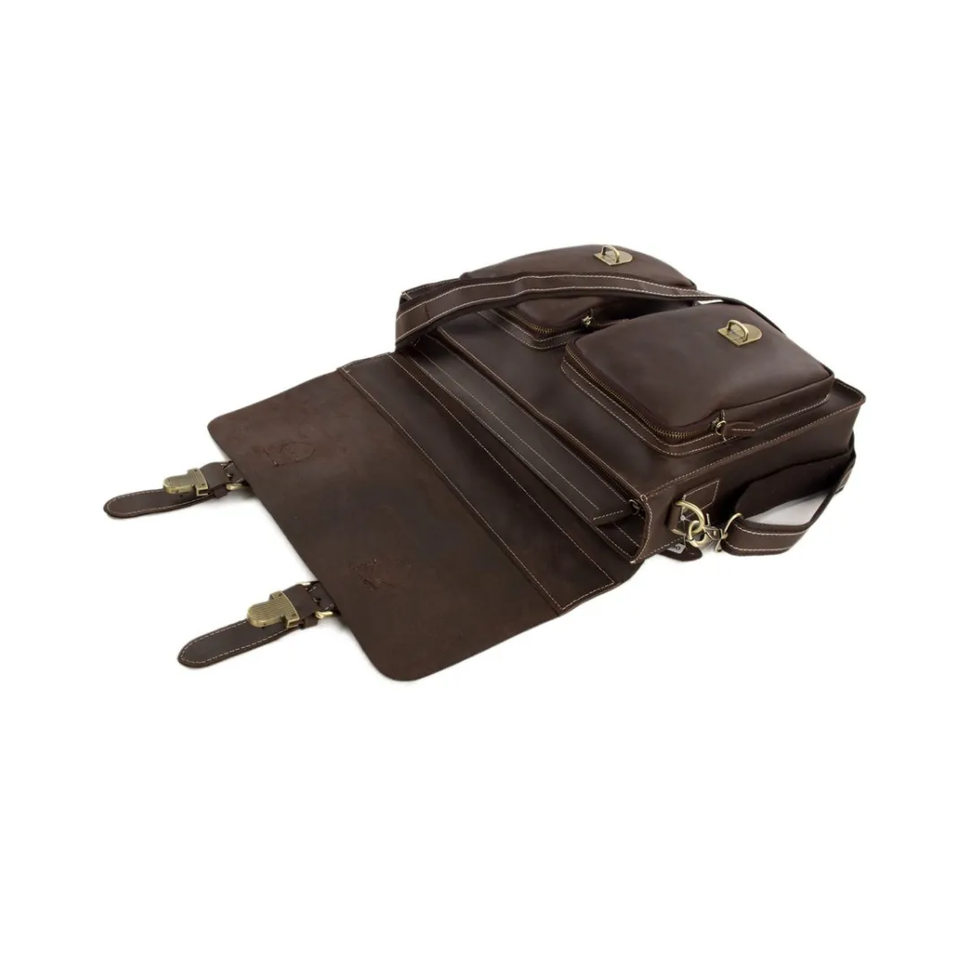 Handmade vintage full grain leather briefcase/messenger bag