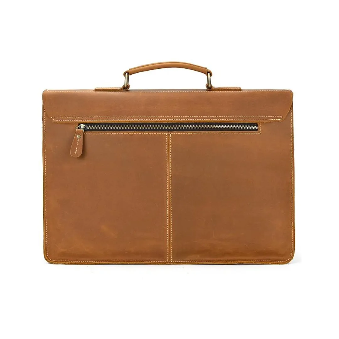 Handmade vintage full grain leather briefcase/messenger bag